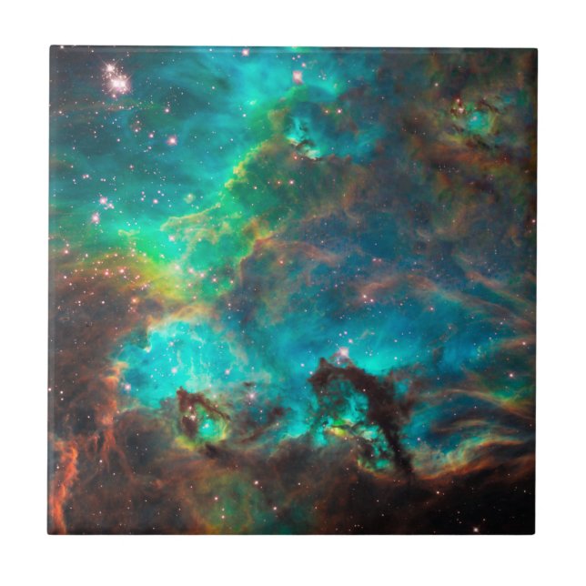 Stunning Aqua Star Cluster Ceramic Tile (Front)