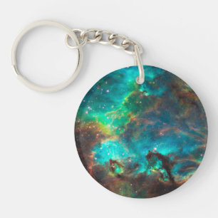 Stunning Aqua Star Cluster Key Ring
