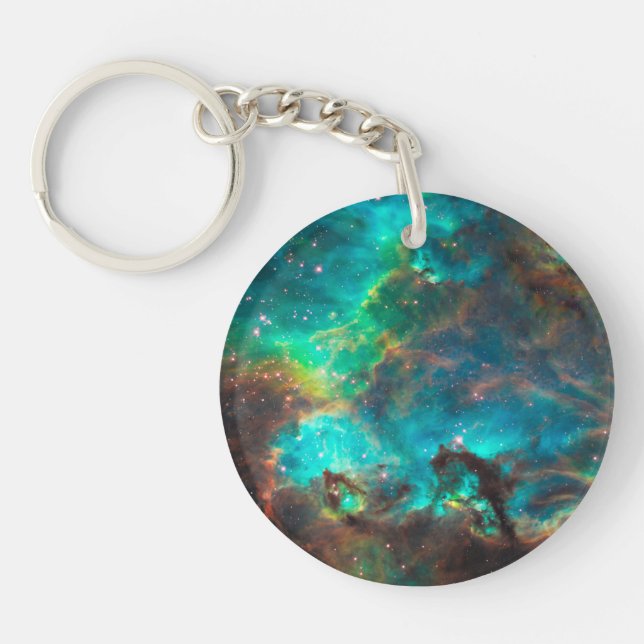 Stunning Aqua Star Cluster Key Ring (Front)