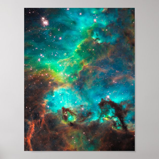 Stunning Aqua Star Cluster Poster (Front)