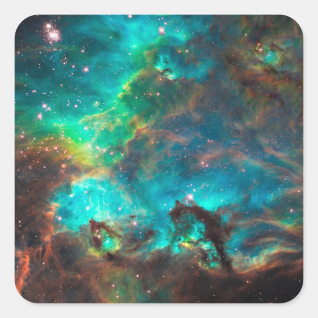 Stunning Aqua Star Cluster Square Sticker (Front)