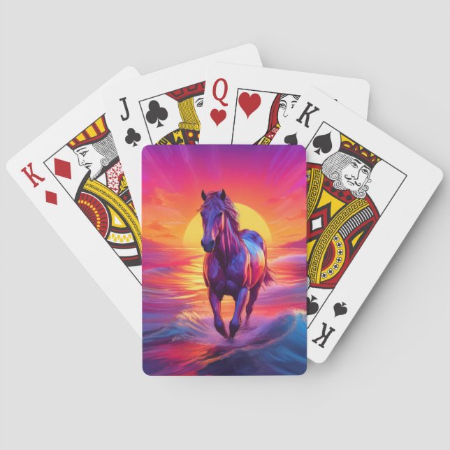 Stunning Artwork of Horse at Sunset Playing Cards (Back)