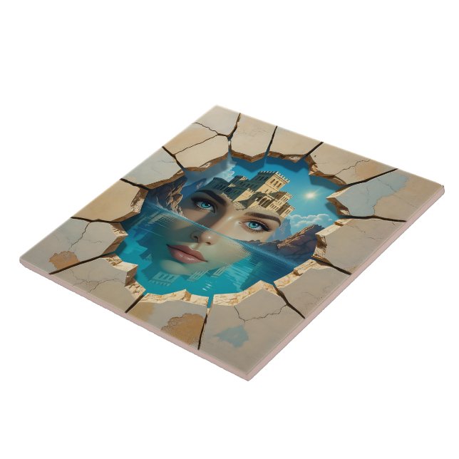 Stunning Atlantis Rising From Watery Depths Ceramic Tile (Side)