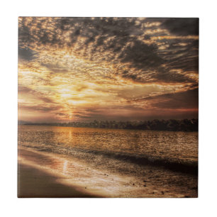 Stunning Beach Sunrise Ceramic Tile