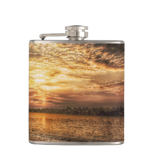 Stunning Beach Sunrise Hip Flask