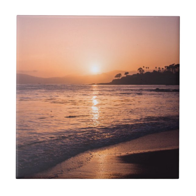 Stunning Beach Sunset Ceramic Tile (Front)