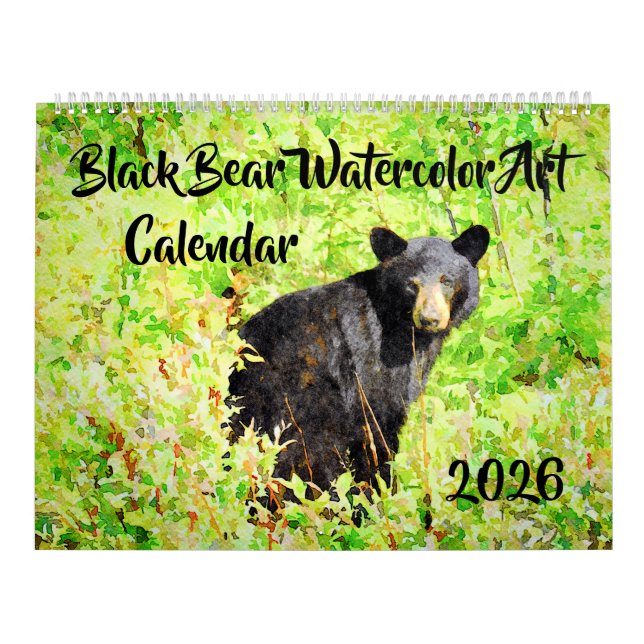 Stunning Bear Wildlife Watercolor Paintings Art Ca Calendar (Cover)
