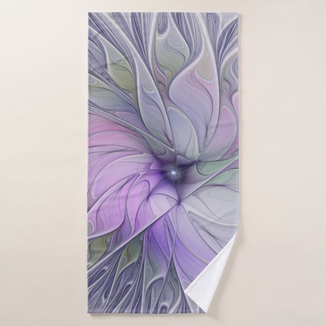 Stunning Beauty Modern Abstract Fractal Art Flower Bath Towel (Bath Towel)