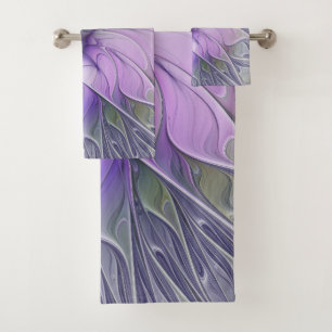Stunning Beauty Modern Abstract Fractal Art Flower Bath Towel Set