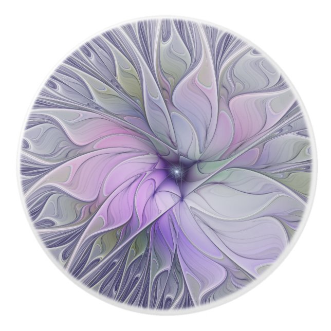 Stunning Beauty Modern Abstract Fractal Art Flower Ceramic Knob (Front)