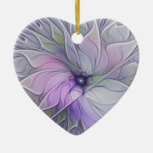 Stunning Beauty Modern Abstract Fractal Art Flower Ceramic Ornament
