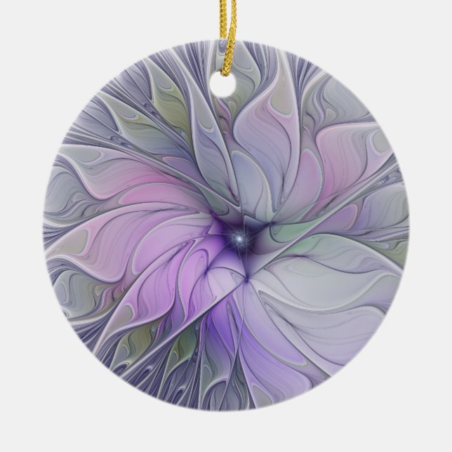 Stunning Beauty Modern Abstract Fractal Art Flower Ceramic Ornament (Front)