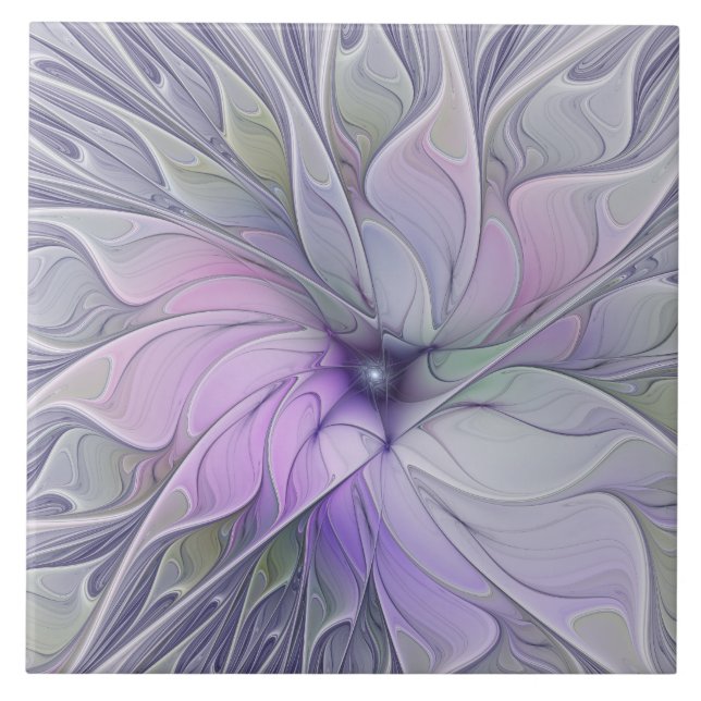 Stunning Beauty Modern Abstract Fractal Art Flower Ceramic Tile (Front)
