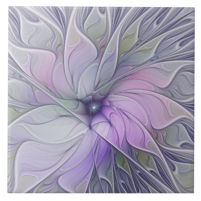 Stunning Beauty Modern Abstract Fractal Art Flower Ceramic Tile (Front)