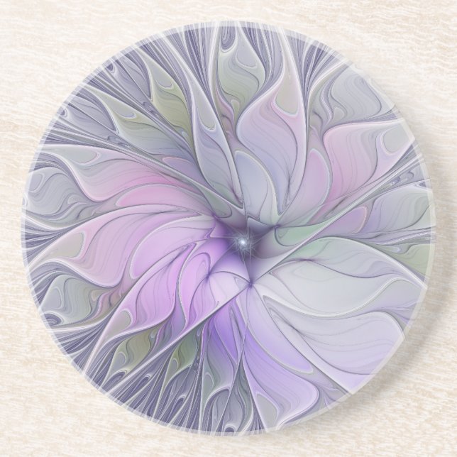 Stunning Beauty Modern Abstract Fractal Art Flower Coaster (Front)