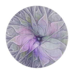 Stunning Beauty Modern Abstract Fractal Art Flower Cutting Board