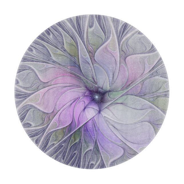 Stunning Beauty Modern Abstract Fractal Art Flower Cutting Board (Front)