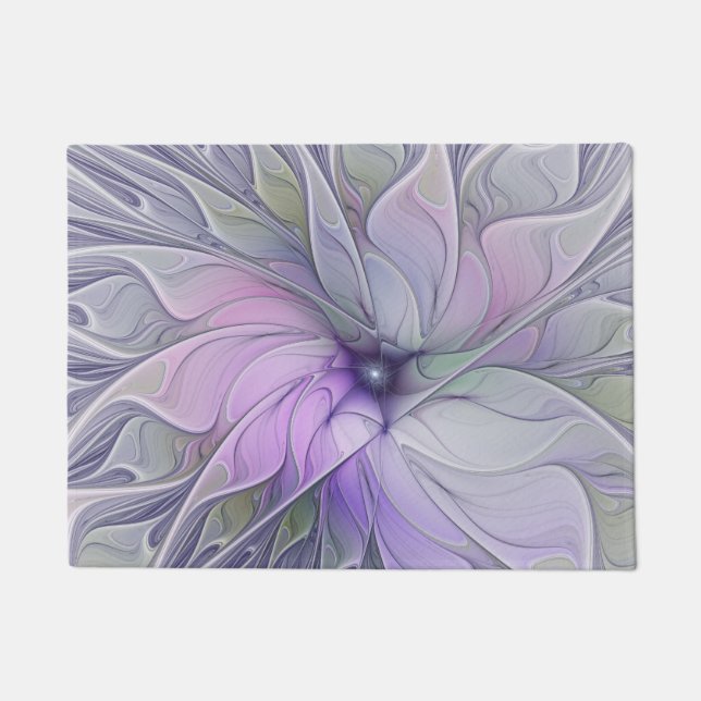 Stunning Beauty Modern Abstract Fractal Art Flower Doormat (Front)