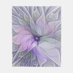 Stunning Beauty Modern Abstract Fractal Art Flower Fleece Blanket