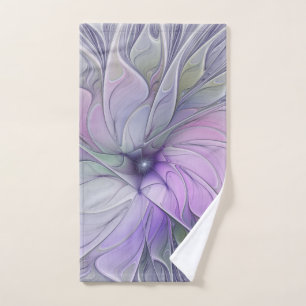 Stunning Beauty Modern Abstract Fractal Art Flower Hand Towel