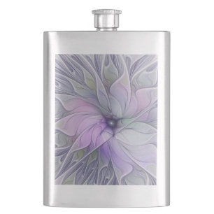 Stunning Beauty Modern Abstract Fractal Art Flower Hip Flask