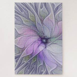 Stunning Beauty Modern Abstract Fractal Art Flower Jigsaw Puzzle