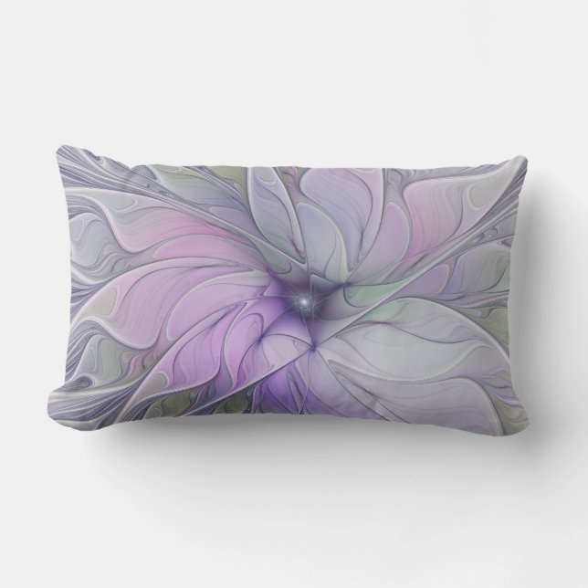 Stunning Beauty Modern Abstract Fractal Art Flower Lumbar Cushion (Front)