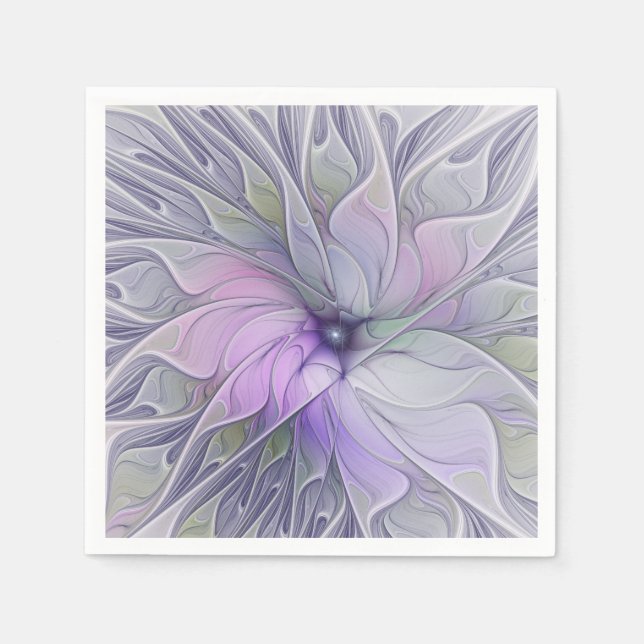 Stunning Beauty Modern Abstract Fractal Art Flower Napkin (Front)