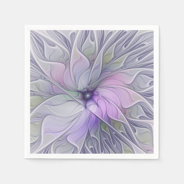 Stunning Beauty Modern Abstract Fractal Art Flower Napkin (Front)