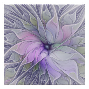 Stunning Beauty Modern Abstract Fractal Art Flower Poster