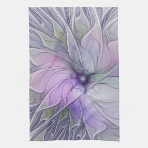 Stunning Beauty Modern Abstract Fractal Art Flower Tea Towel