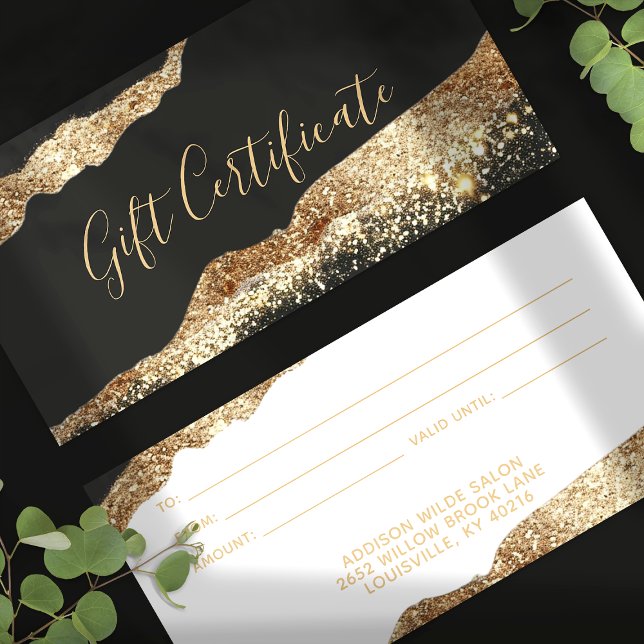 Stunning Black And Gold Glitter Gift Certificate (Creator Uploaded)