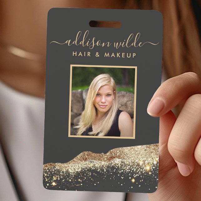 Stunning Black And Gold Glitter Salon ID ID Badge (Creator Uploaded)