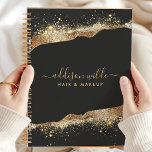 Stunning Black And Gold Glitter Script Business Planner<br><div class="desc">Elevate your organisational game with this Stunning Black And Gold Glitter Script Business Planner. Perfectly designed for professionals who value both style and functionality, this planner features a luxurious black cover with a sparkling gold glitter wave that adds a touch of glamour to your daily tasks. The trendy script font...</div>