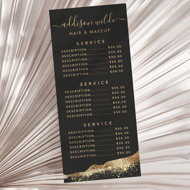 Stunning Black And Gold Glitter Script Price Menu (Creator Uploaded)