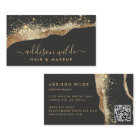 Stunning Black And Gold Glitter Script QR Code