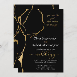 Stunning Black and Gold Kintsugi Invitation