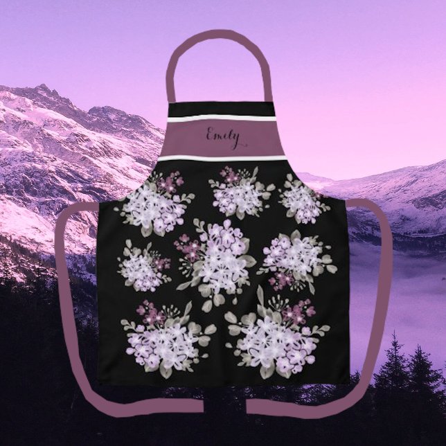 Stunning Black and Plum Wildflower Bouquet Apron (Creator Uploaded)