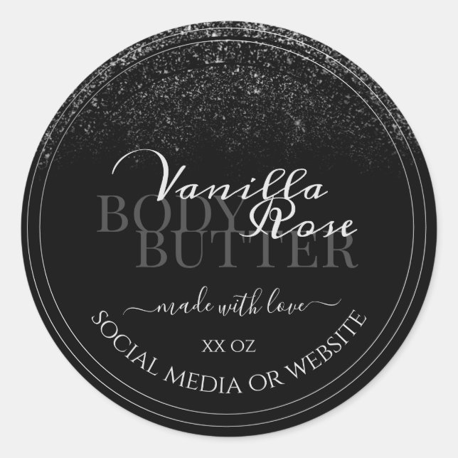 Stunning Black and Silver Product Packaging Labels (Front)