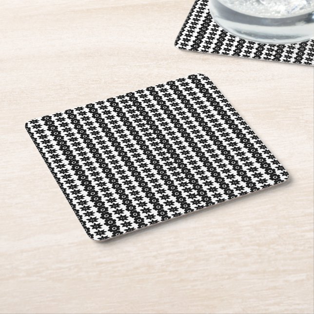 Stunning Black and White Abstract Dots Background  Square Paper Coaster (Angled)
