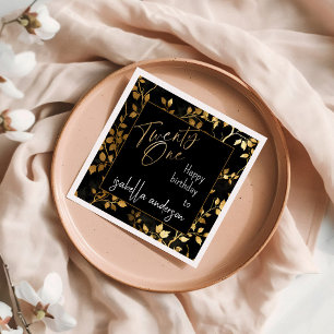 Stunning Black & Gold 21st Surprise Birthday Party Napkin