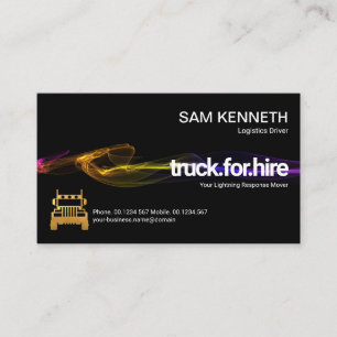 Stunning Black Striking Lightning Truck Driver Business Card