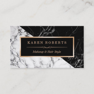 Stunning Black White Marble Makeup Artist Fashion Business Card