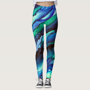 Stunning Blue Alcohol Ink Painting Leggings