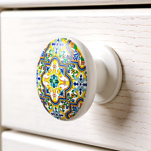 💛💙💚Stunning blue and yellow Azulejos  Ceramic Knob