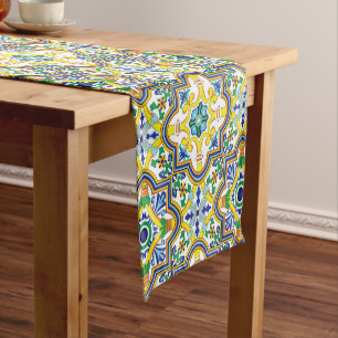 💛💙Stunning blue and yellow Azulejos Short Table Runner
