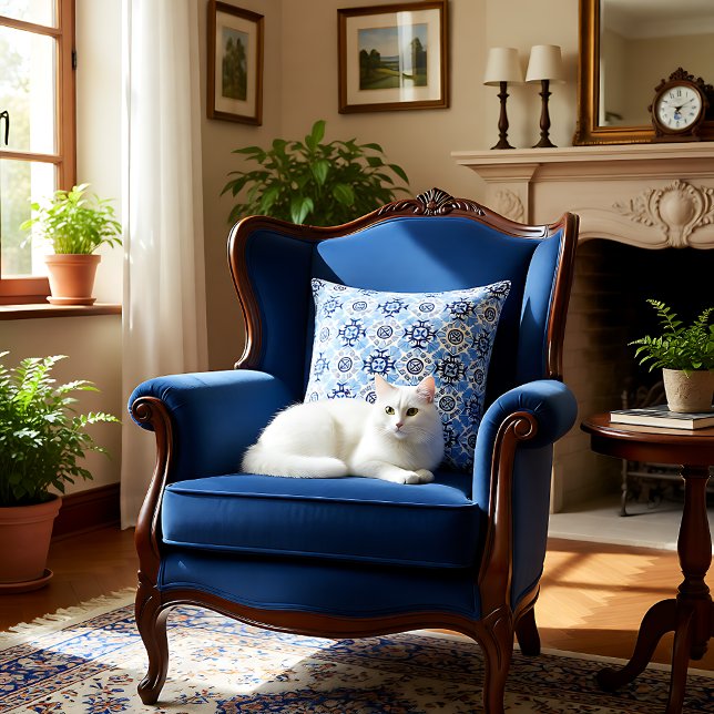 💙 Stunning blue Azulejos Cushion (Stunning blue Azulejos Throw Pillow)