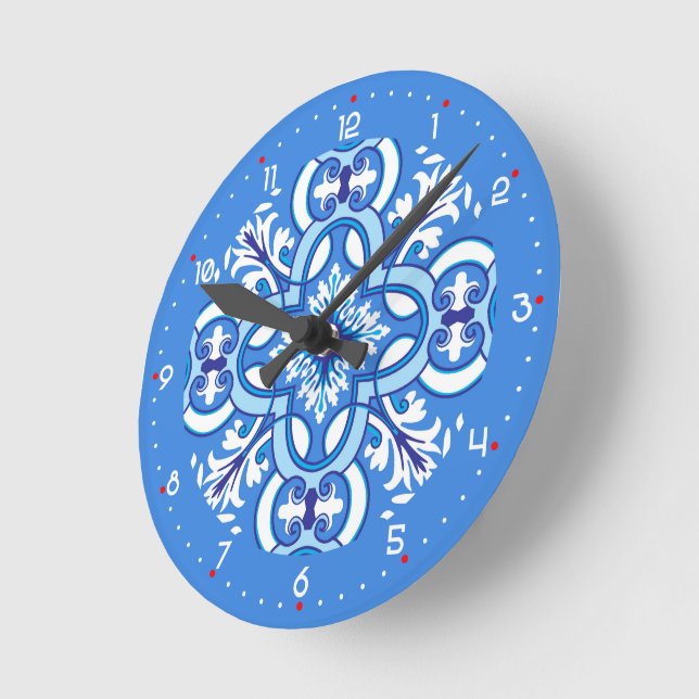 💙 Stunning blue Azulejos Round Clock (Angle)