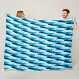 Stunning Blue, Black & White Swirl Design Fleece Blanket