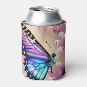 Stunning Blue Butterfly and Pink Flowers Can Cooler